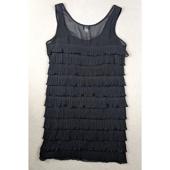 H&M - WOMEN'S DARK GRAY RUFFLED FLAPPER STYLE DRESS - SIZE M - Picture 7 of 7
